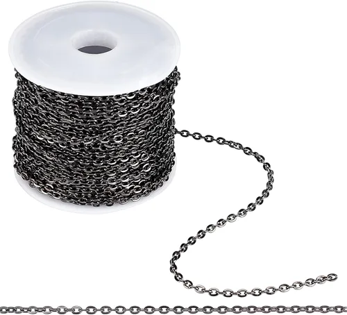 Vista 11 de PH PandaHall Cadenas de collar para fabricación de joyas, 32 pies 2mm cadenas de bordillo de eslabones torcidos de hierro cadena cruzada cadena