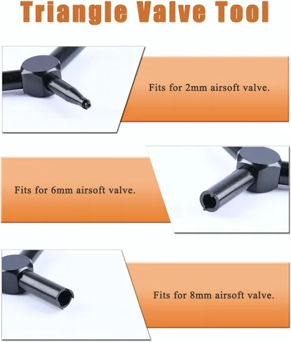 Vista 3 de FAZee Llave de válvula para Airsoft, herramienta de extracción de válvula de llave triangular para carga de cargador de gas GBB AEG KSC WA