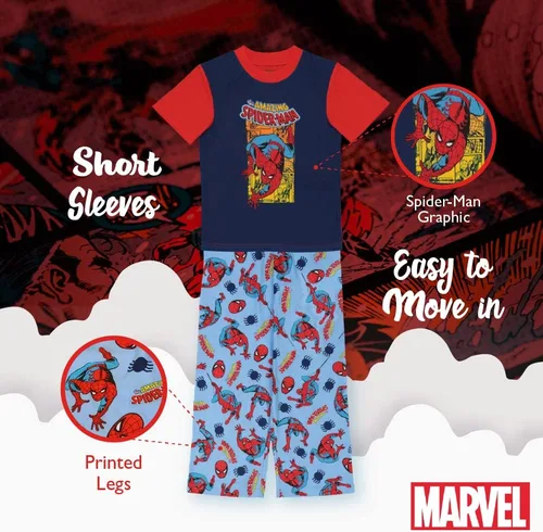 Vista 4 de Marvel Conjunto de pijama de ajuste holgado de 3 piezas, suave y lindo para niños