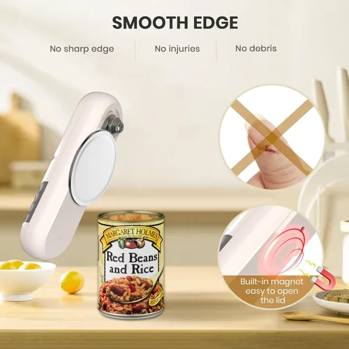 Vista 4 de miadore Abrelatas eléctrico para cocina, abrelatas automático recargable con hoja inclinada extraíble, operación de un solo toque, borde liso, imán