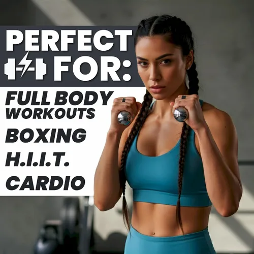 Vista 6 de Synergee Pesas de mano cardio. Juego de mancuernas de acero con lazo de silicona antideslizante para el dedo, para entrenamiento, fitness
