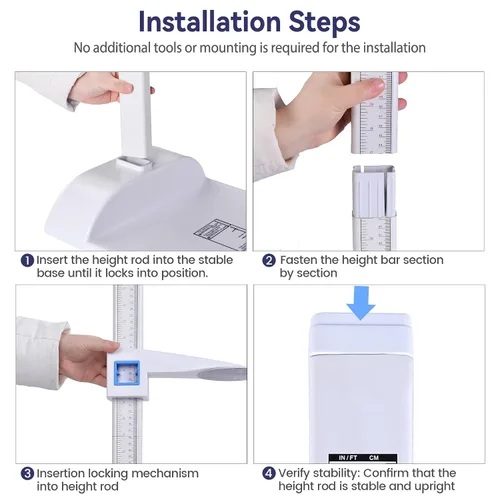 Vista 5 de Tetuga Medidor de Altura Médico Portátil Estadiómetro Barra de Altura 8-82 pulg/20-210 cm/Unidad con cm y pulg, Herramienta de Medición de Altura