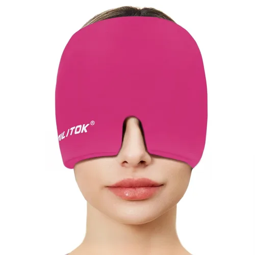 Vista 11 de EXQUISLIFE Gorra de Alivio para Migraña y Dolor de Cabeza, Envoltura de Hielo en Gel, Terapia de Calor y Frío, Máscara para los Ojos para Alivio