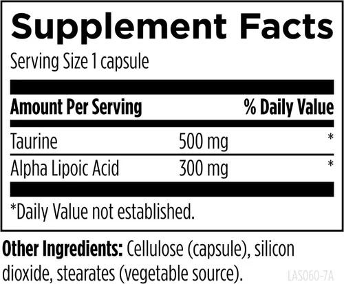 Vista 2 de Designs for Health Ácido lipoico Supremo - 300 mg de ácido alfa lipoico con taurina - Suplemento vegano sin OMG ALA (60 cápsulas)
