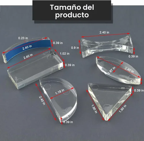 Vista 4 de 6 Uds acrílico vidrio luz prisma lente óptica triangular semicircular rectangular cóncavo espejo convexo Len Física herramientas de demostración