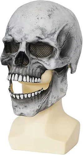 Vista 3 de EraSpooky Máscara de calavera de látex para Halloween, accesorios de disfraz de terror
