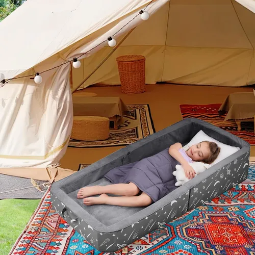 Vista 7 de JOYWOO Cama de suelo para niños pequeños, cama de viaje para niños de 3 a 6 años, camas plegables portátiles para niños pequeños, para el hogar
