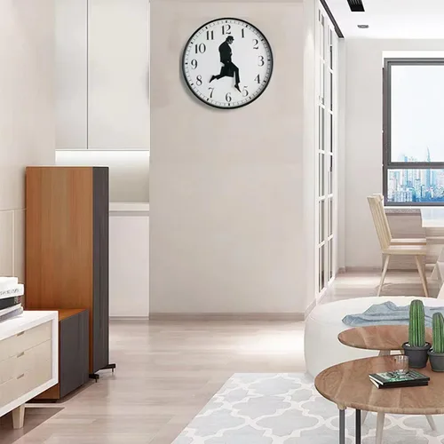 Vista 3 de TANKRIN Ministry of Silly Walks - Reloj de pared para dormitorio, cocina, sala de estar, regalo novedoso para decoración del hogar (negro)