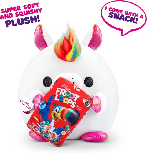 Vista 2 de ZURU Snackles (Froot Loops) - Peluche de unicornio de gran tamaño de 14 pulgadas por ZURU, felpa ultra suave, peluche coleccionable con marcas