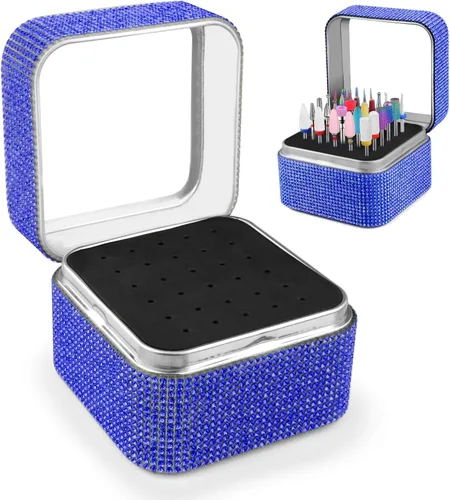 Vista 8 de Cellentool Caja de Rhinestone para Brocas de Uñas - Caja de Almacenamiento Portátil a Prueba de Polvo con 25 Agujeros, Organizador para Brocas