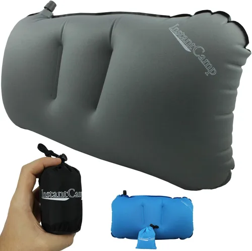 Vista 10 de Almohada inflable ultraligera para viajes y campamentos, compresible y cómoda para lumbar, campamento, senderismo (azul)