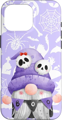 Vista 19 de iPhone 16 Boo Gnome Halloween Purple Spooky Creepy Cute Watercolor Case
