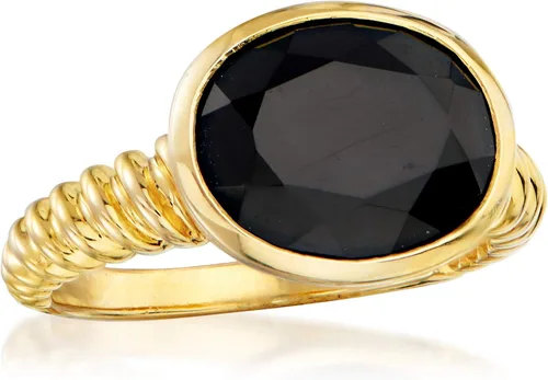Vista 4 de Ross-Simons Black Onyx Ring in 18kt Gold Over Sterling