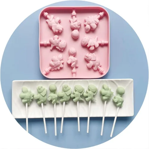Vista 9 de Juego de moldes de silicona para piruletas con diseño de pata de gato y molde de chocolate hipopótamo con 50 palitos de chupón, bolsas de dulces
