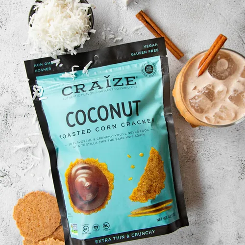 Vista 6 de Craize Patatas fritas de coco, sin gluten, veganas, kosher, galletas de maíz tostadas 4 onzas cada una