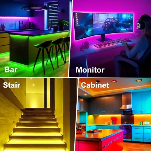 Vista 6 de PSTAR - Luces LED para TV, de 3.28 pies, retroiluminación RGB con sincronización de música, control remoto y por aplicación, alimentación por USB