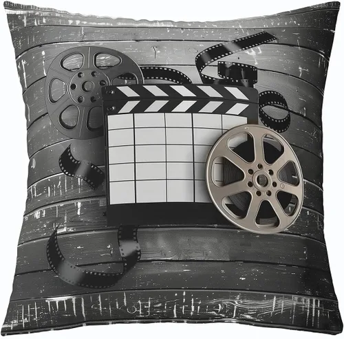 Vista 33 de Homewish Theater Cinema Poster Throw Pillow Covers (Pack of 1),Retro Movie Cushion Cover for Kids Boys Teens Popcorn Pillow Cases Movie Night Living