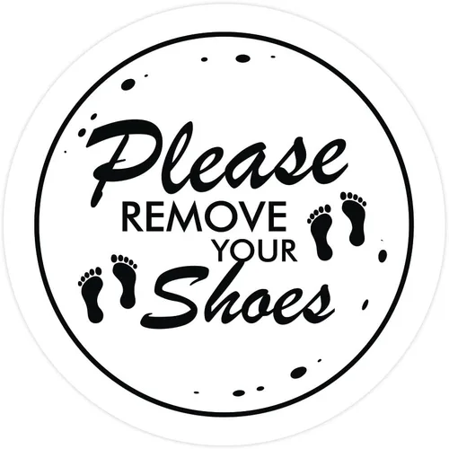 Vista 6 de All Quality Please Remove Shoes Circle Wall Door Sign - Negro (Pequeño)