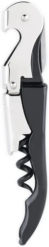 Vista 16 de True Truetap Sacacorchos de camarero de doble bisagra, abridor de botellas de vino de acero inoxidable con cortador de papel de aluminio Negro
