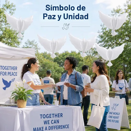 Vista 7 de 12 globos blancos grandes de 36 pulgadas de paloma de la paz de papel de aluminio, globos de paloma de pájaro para boda, compromiso, funerarios