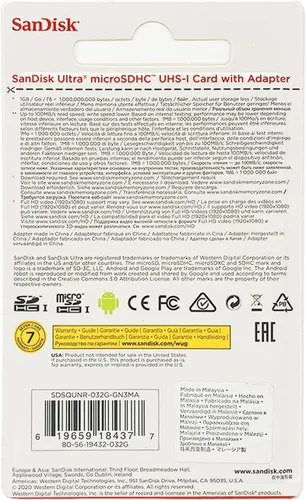 Vista 4 de SanDisk Tarjeta Ultra microSDHC de 32 GB Clase 10 (SDSDQUA-032G-A11A)