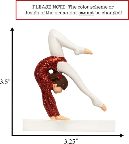 Vista 2 de Adorno de Navidad personalizado de gimnasia 2026 Adorno de gimnasia en barra de equilibrio, decoración de mujer para árbol de Navidad, regalo