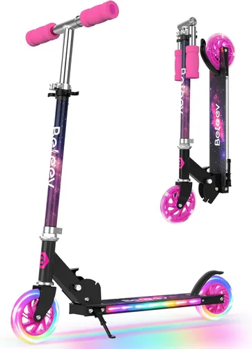 Vista 16 de BELEEV V1 Patinetas para niños, patineta plegable de 2 ruedas para niños y niñas, 3 alturas ajustables, ruedas iluminadas, patineta ligera