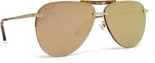 Vista 7 de DIFF Tahoe Designer Oversized Aviator Sunglasses for Women UV400 Protection Brushed Matte Gold Frames