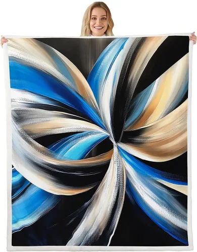 Vista 27 de Erosebridal Black Blue Triangles Square Fleece Throw Blanket 40"x50" - Ultra-Soft for Couch Sofa Bed,3D Geometric Pattern Sherpa Blanket,Abstract