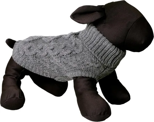 Vista 2 de The Worthy Dog Suéter de cuello alto de punto grueso, ropa cálida de invierno para perro, trajes de abrigo para mascotas para clima frío - XXS, gris