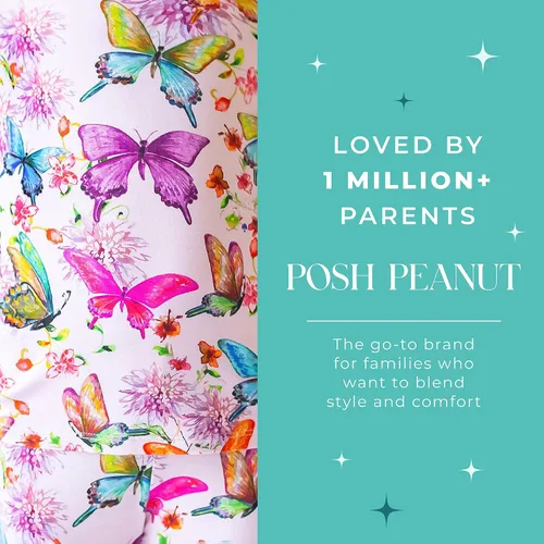 Vista 65 de Posh Peanut Pijamas para niñas, suaves, de viscosa de bambú para niños, pijamas a juego de manga larga para niñas