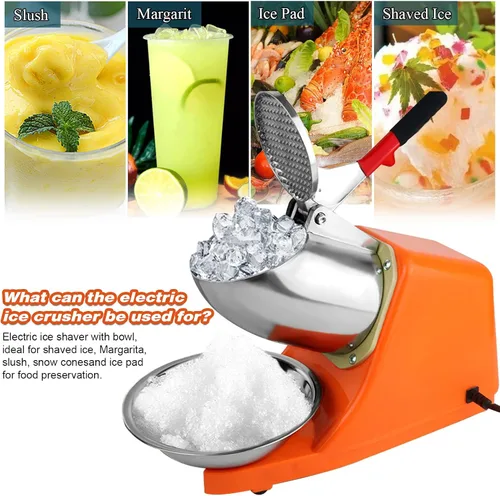Vista 4 de Trituradora de hielo eléctrica con cuchillas dobles, máquina de afeitar de hielo eléctrica de 300 W (176 libras/176.4 lbs por hora, 2200 rpm)