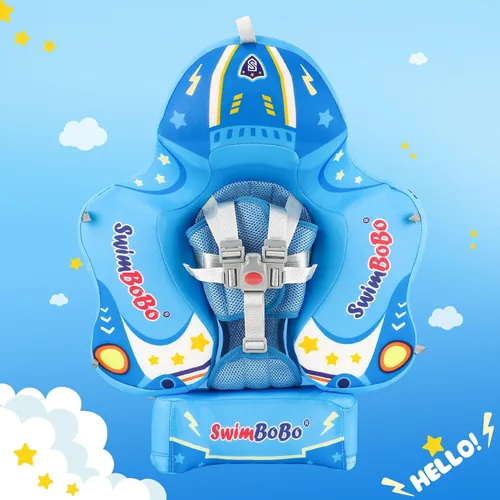 Vista 4 de Swimbobo Baby Floats for Pool with Canopy Non Inflatable Soft Skin-Friendly Fabric Material Infant Swim Float for Boys and Girls Swimming Pool Toys