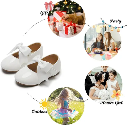 Vista 5 de Felix & Flora Zapatos de vestir para niña de las flores, zapatos planos de ballet para niñas, para fiestas, escuela, boda