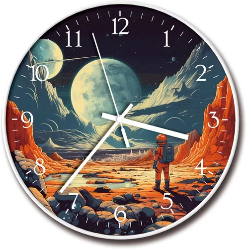 Vista 12 de Reloj de pared de plástico de 8 pulgadas, funciona con pilas, reloj redondo decorativo, gato blanco