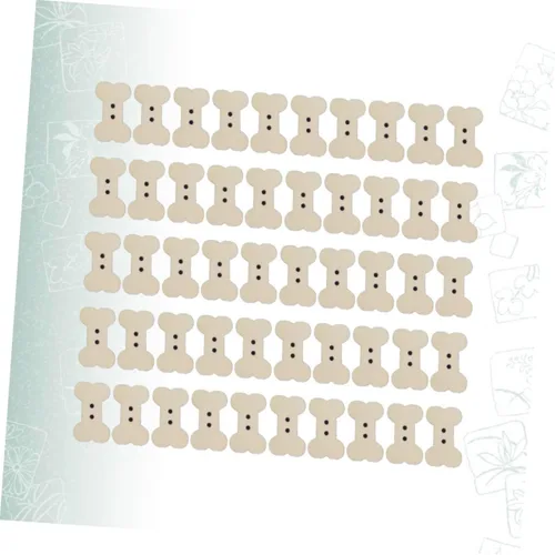 Vista 8 de TEHAUX 100 botones de madera con forma de hueso de perro, 2 botones de madera de 0.9 in con 2 agujeros, botones decorativos sin terminar, hebilla