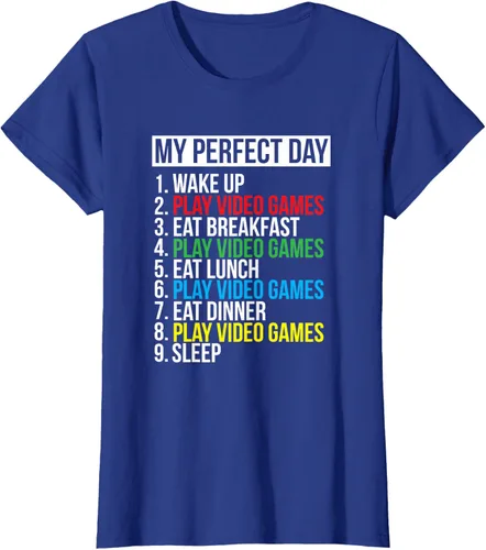Vista 45 de My Perfect Day" - Camiseta negra de ajuste clásico, cuello redondo, manga corta, poliéster y algodón, Negro