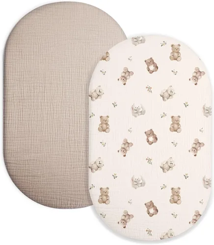 Vista 35 de Sábana de moisés para bebé niño y niña, sábanas ajustadas para colchón de moisés rectangular, ovalado, de reloj de arena, sábanas de cesta de Moisés