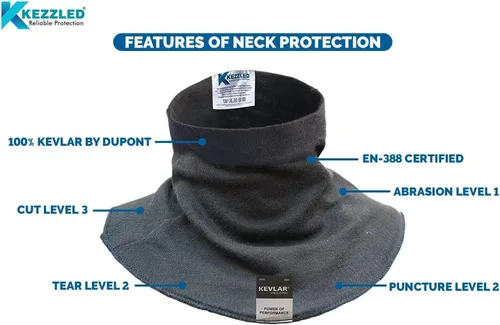 Vista 3 de Protector de cuello de soldadura, resistente a cortes, arañazos, calor y llamas, polaina para el cuello, hecho de 100%