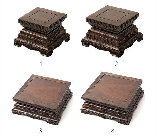 Vista 6 de Cuadrado de madera de ébano base de madera maciza Buda estatua ornamento tallado artesanía soporte de exhibición