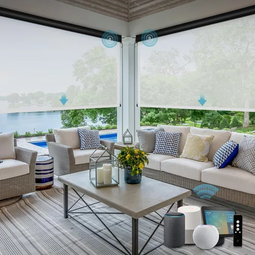 Vista 14 de SmartWings Persianas motorizadas para patio al aire libre con control remoto, compatibles con Alexa/Google/Homekit, resistentes a la intemperie
