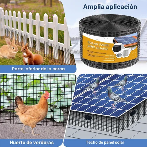 Vista 7 de Protector de Paneles Solares contra Pájaros, Kit de Rollo de Malla Protectora contra Animales de 6 pulgadas x 100 pies para Red de Protección
