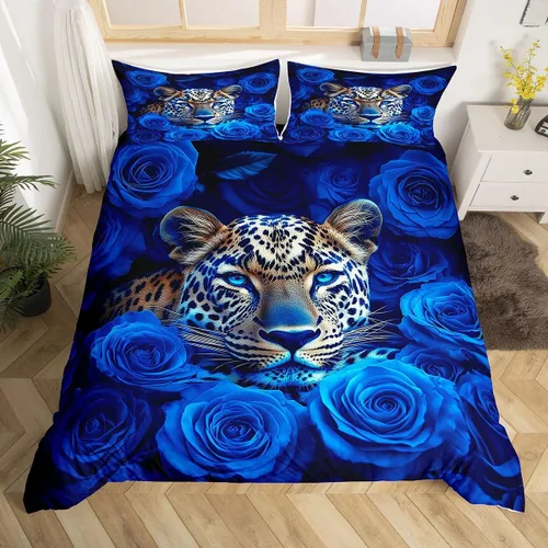 Vista 40 de Feelyou - Juego de funda de edredón con estampado floral de rosas - Juego de ropa de cama con flores románticas para dormitorio de niños, niñas