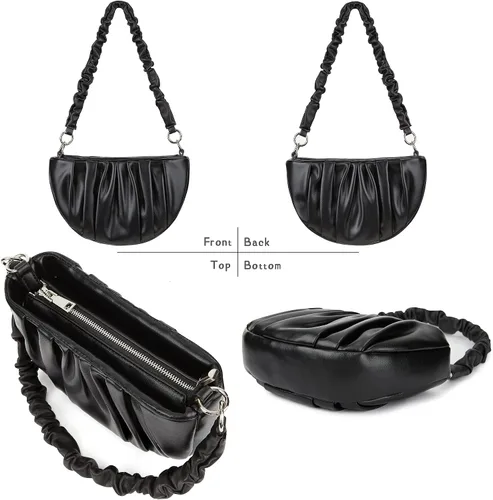 Vista 2 de Bolso bandolera pequeño de cuero para mujer, con cremallera, con 2 correas