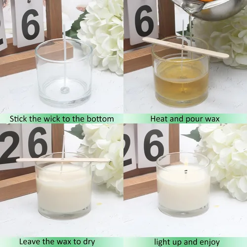 Vista 4 de MILIVIXAY Paquete de 20 tarros de vela de vidrio transparente de 4 onzas con tapas y kits de fabricación de velas, tarros pequeños vacíos a granel