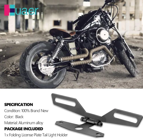 Vista 2 de Akozon Soporte de marco de matrícula, soporte universal para marco de matrícula plegable, soporte de luz trasera para motocicleta, ATV