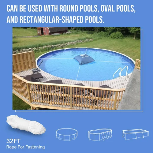 Vista 3 de BEWAVE Almohada de piscina, almohada de aire de invierno para cubiertas de piscina de invierno sobre el suelo, 4 x 4 pies