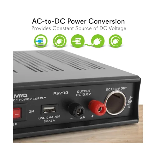 Vista 3 de Pyramid Fuente de alimentación universal compacta de banco – 9 amperios regulada para laboratorio casero convertidor AC-DC fuente de alimentación
