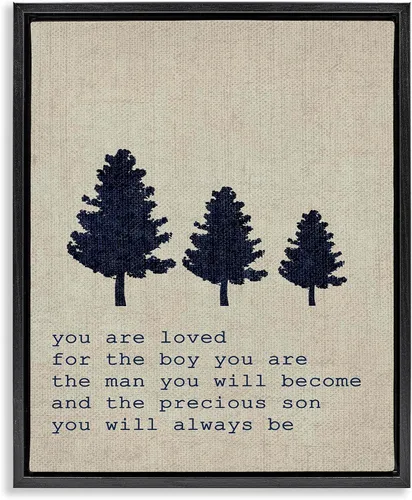 Vista 11 de Stupell Industries You are Loved Trees, Design by Daphne Polselli - Arte de pared enmarcado en blanco, 11 x 14, marrón