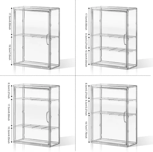 Vista 2 de Vitrina de acrílico transparente de 4 niveles para figuras coleccionables montada en la pared, vitrina de exhibición de figuras de hobby
